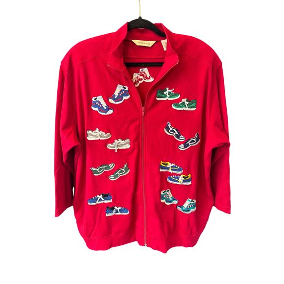 Vintage Embroidered Sneakers Sweatshirt Jacket Full Zip Bechamel Size XL - Picture 2 of 8